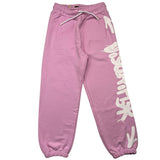 Disclaimer Solid Color Tracksuit Pants With Contrast Print Pink For Girls