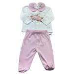 Le Bebe Completo 2 Pezzi Shirt-Ghettina Bicolore per Neonata LBG6260 BIANCO/ROSA LE BEBE 