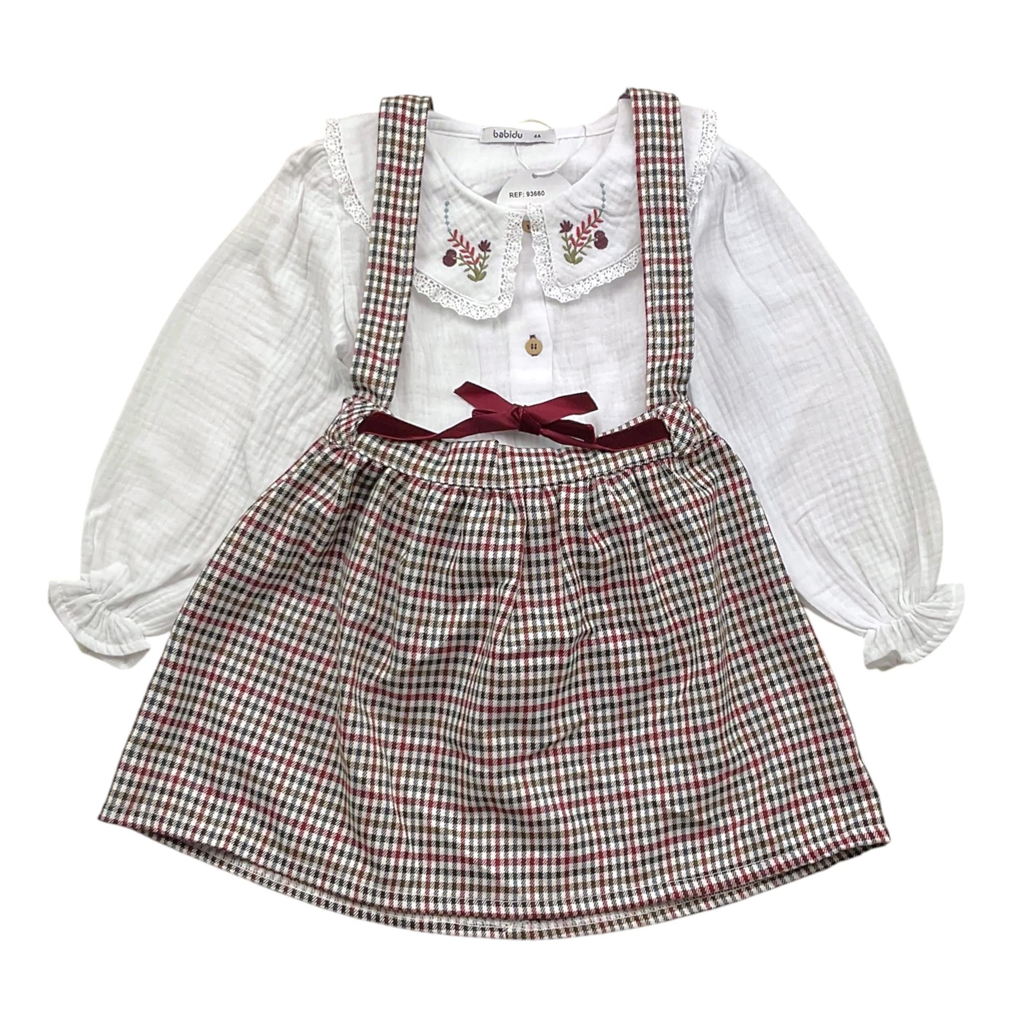 BABIDU completo 2pz salopette-camicia fantasia a quadri Bianco per Bambina 93660J BIANCO BABIDU 