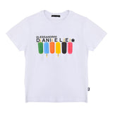 Daniele Alessandrini Solid Color Crew Neck T-Shirt with White Logo Print for Kids