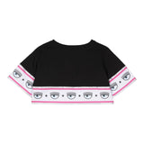 Chiara Ferragni Solid Color Crewneck T-Shirt With Print Black For Girls