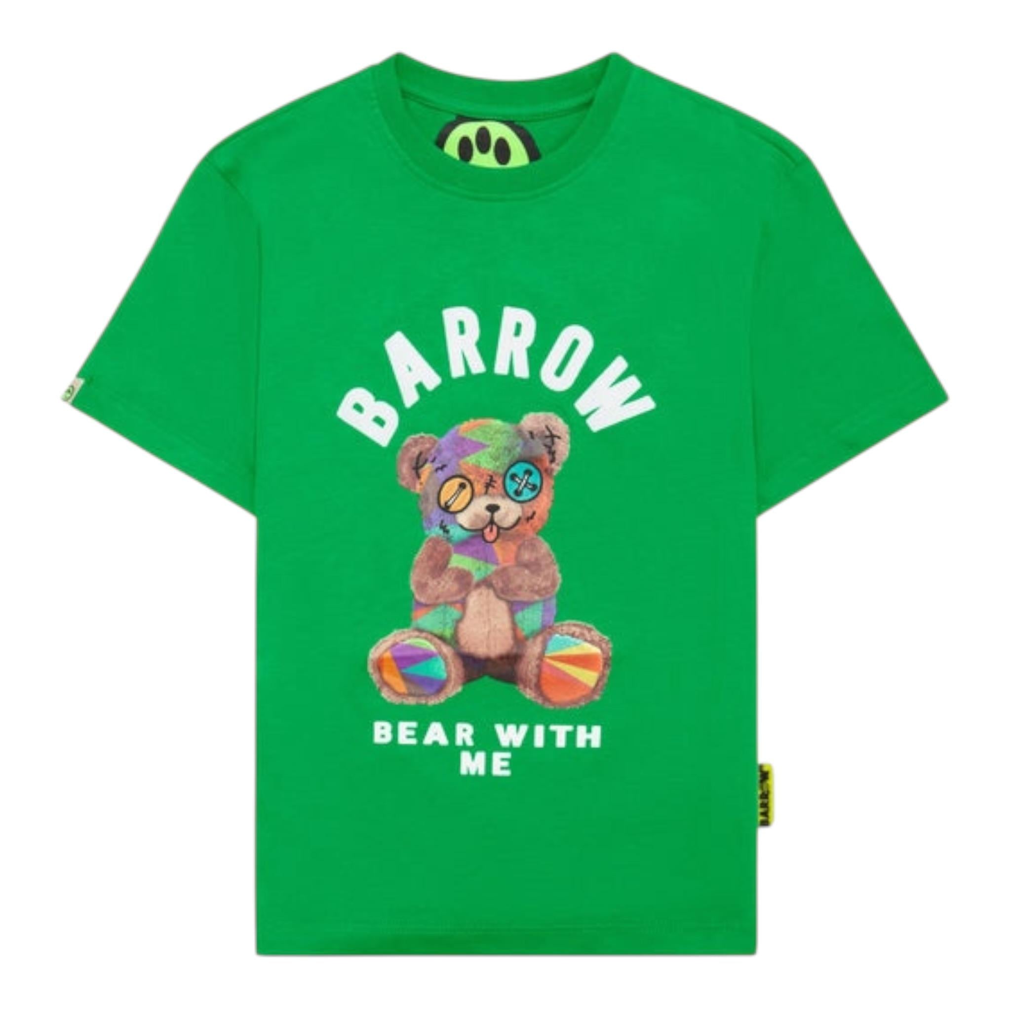 Barrow Kids T-Shirt Girocollo tinta unita con Stampa Verde per Bambino F4BKJUTH074 VERDE BARROW KIDS 