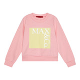 Max Mara Felpa Chiusa Girocollo Tinta Unita con Logo per Bambina MX0037 ROSA MAX MARA 