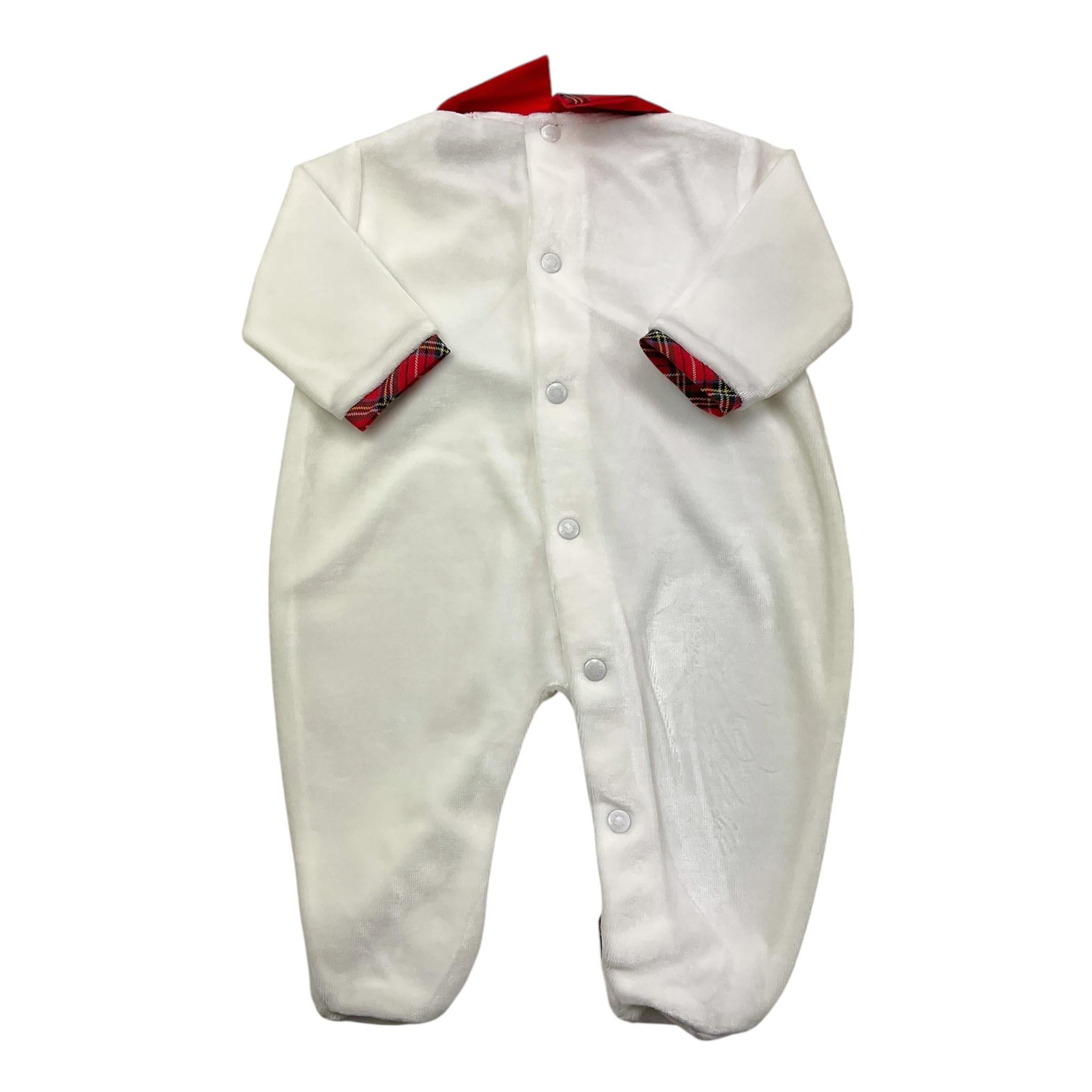 NINNAOH tutina tinta unita con fantasia scozzese Bianco per Neonata I20305T BIANCO NINNAOH 