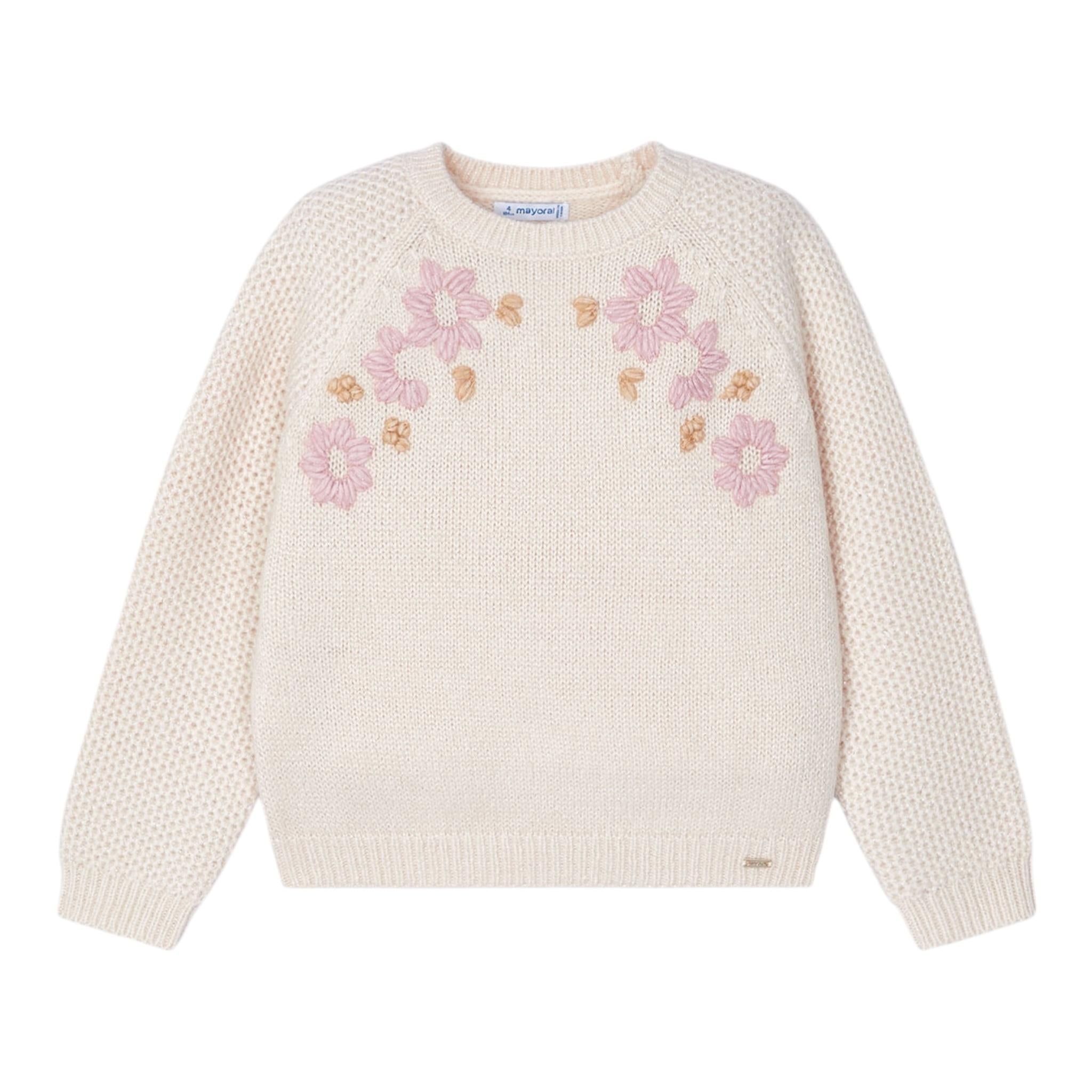 MAYORAL maglia girocollo tinta unita con ricami Beige per Bambina 4354 BEIGE MAYORAL 