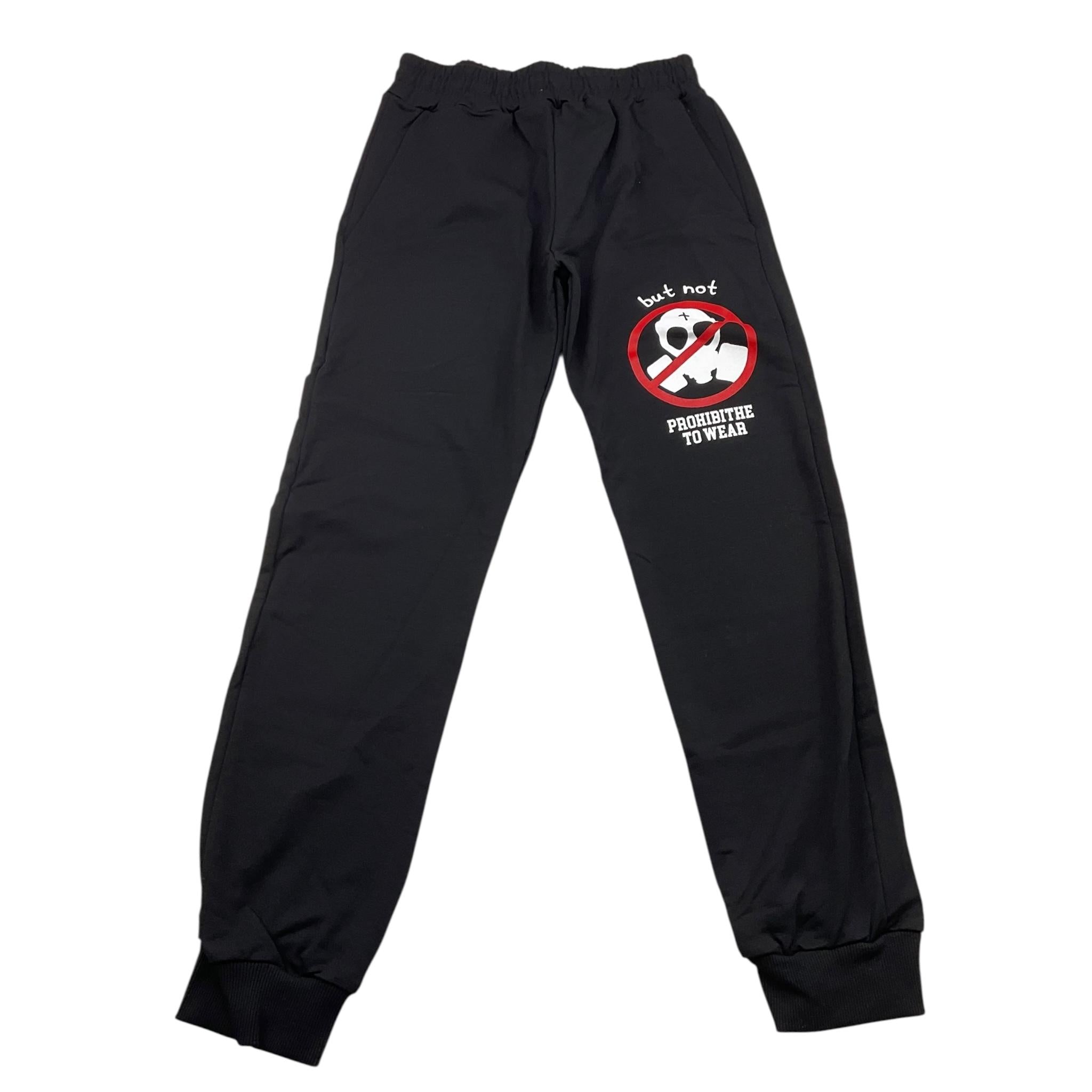 BUTNOT pantalone tuta tinta unita con stampa in contrasto Nero per Bambino B9498531 NERO BUTNOT 