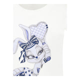 Monnalisa T-Shirt Girocollo Tinta Unita con Stampa per Bambina 19E615 BIANCO MONNALISA 