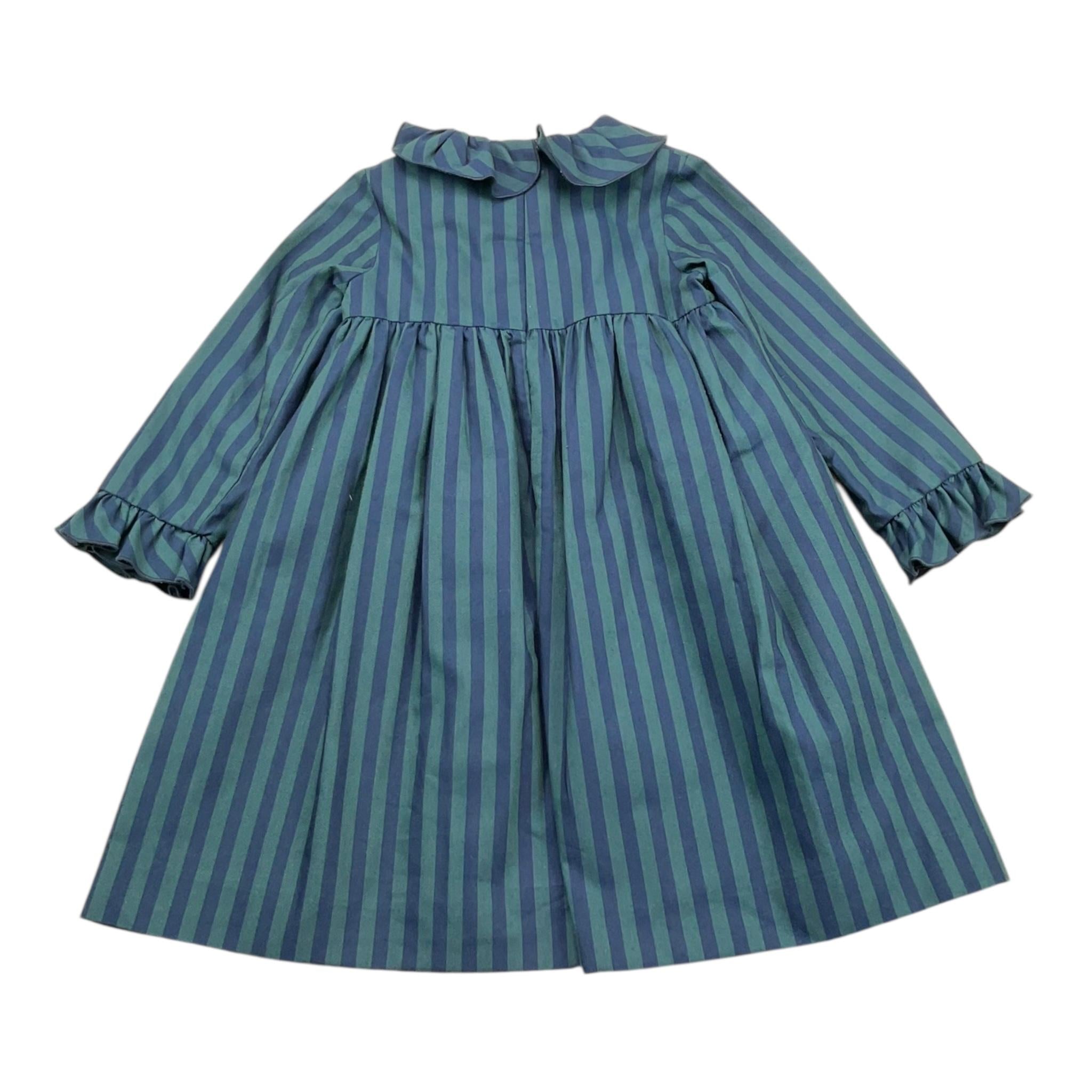 LITTLE BEAR abito tinta unita con fantasia a righe Verde per Bambina 7215 VERDE LITTLE BEAR 