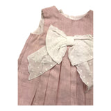 Le Coconne Solid Color Sleeveless Dress With Pink Bow For Baby Girl
