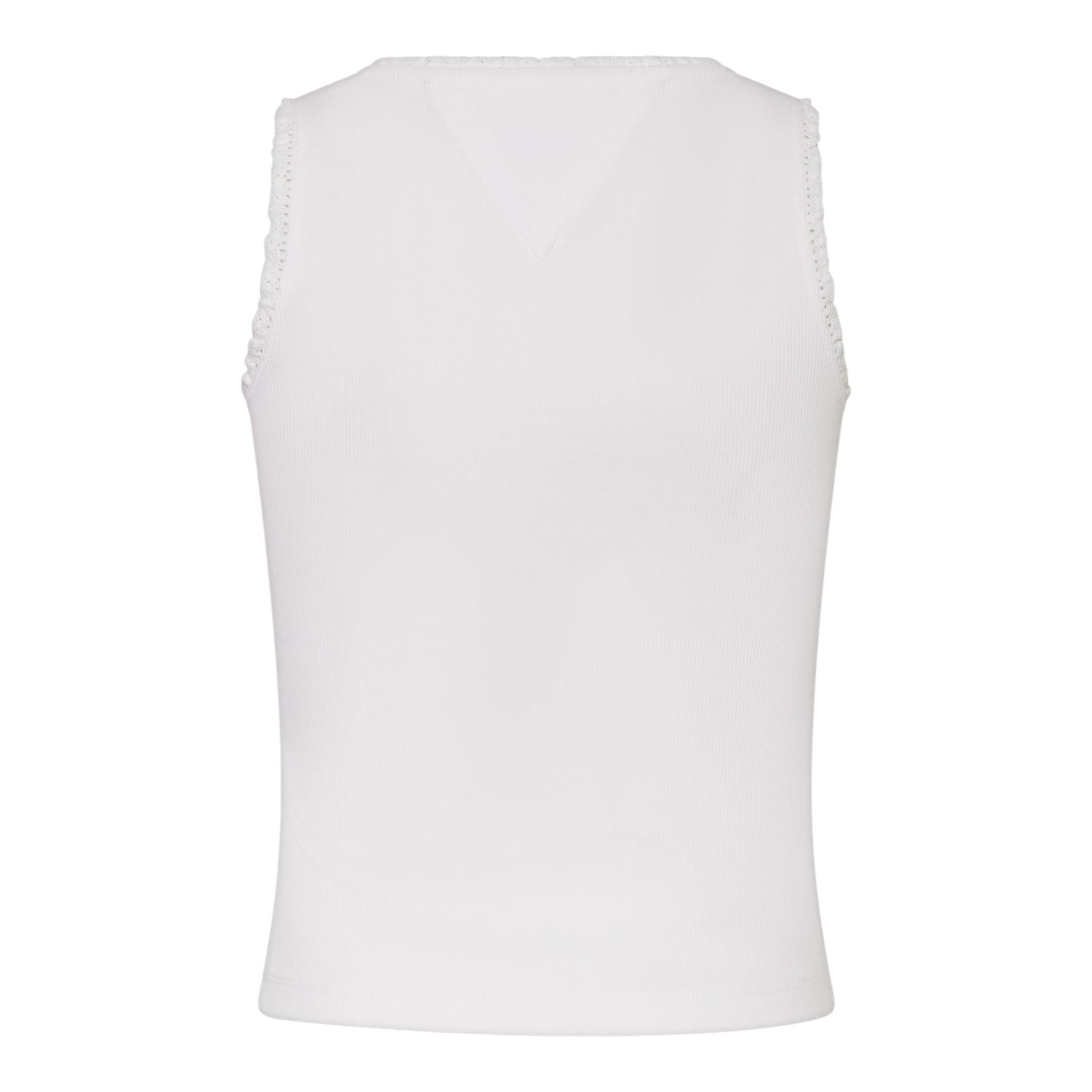 Tommy Hilfiger Canotta Tinta Unita con Ricami per Bambina KG0KG08588 BIANCO TOMMY HILFIGER 