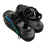 Sensi Two-Tone Rubber Sandals With Buckles Black For Girls