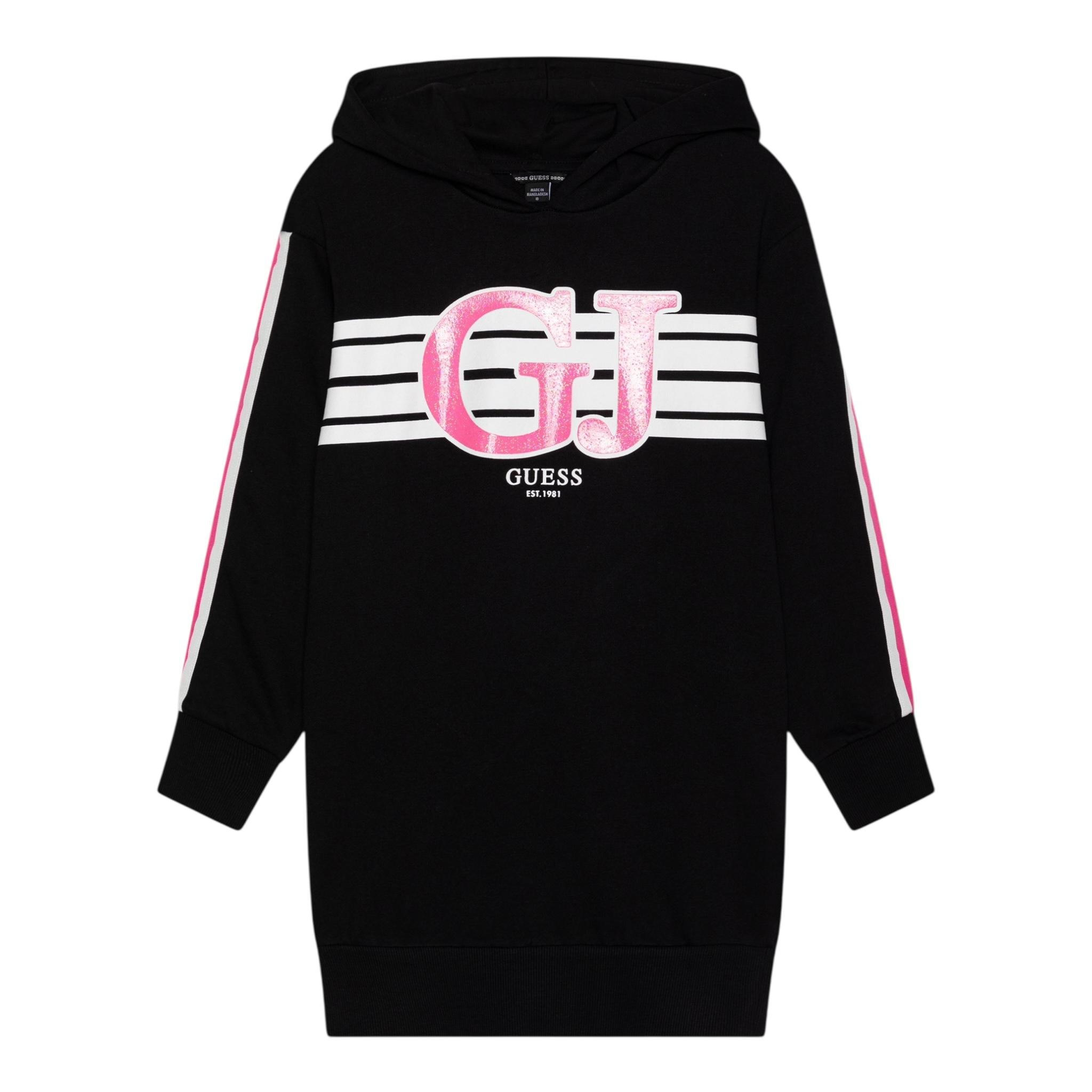 GUESS abito manica lunga tinta unita con cappuccio e stampa in contrasto Nero per Bambina J4YK03KA6R4X NERO GUESS 