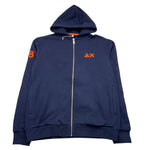SUN68 felpa con zip e cappuccio tinta unita con logo Blu per Bambino F44331X BLU SUN68 