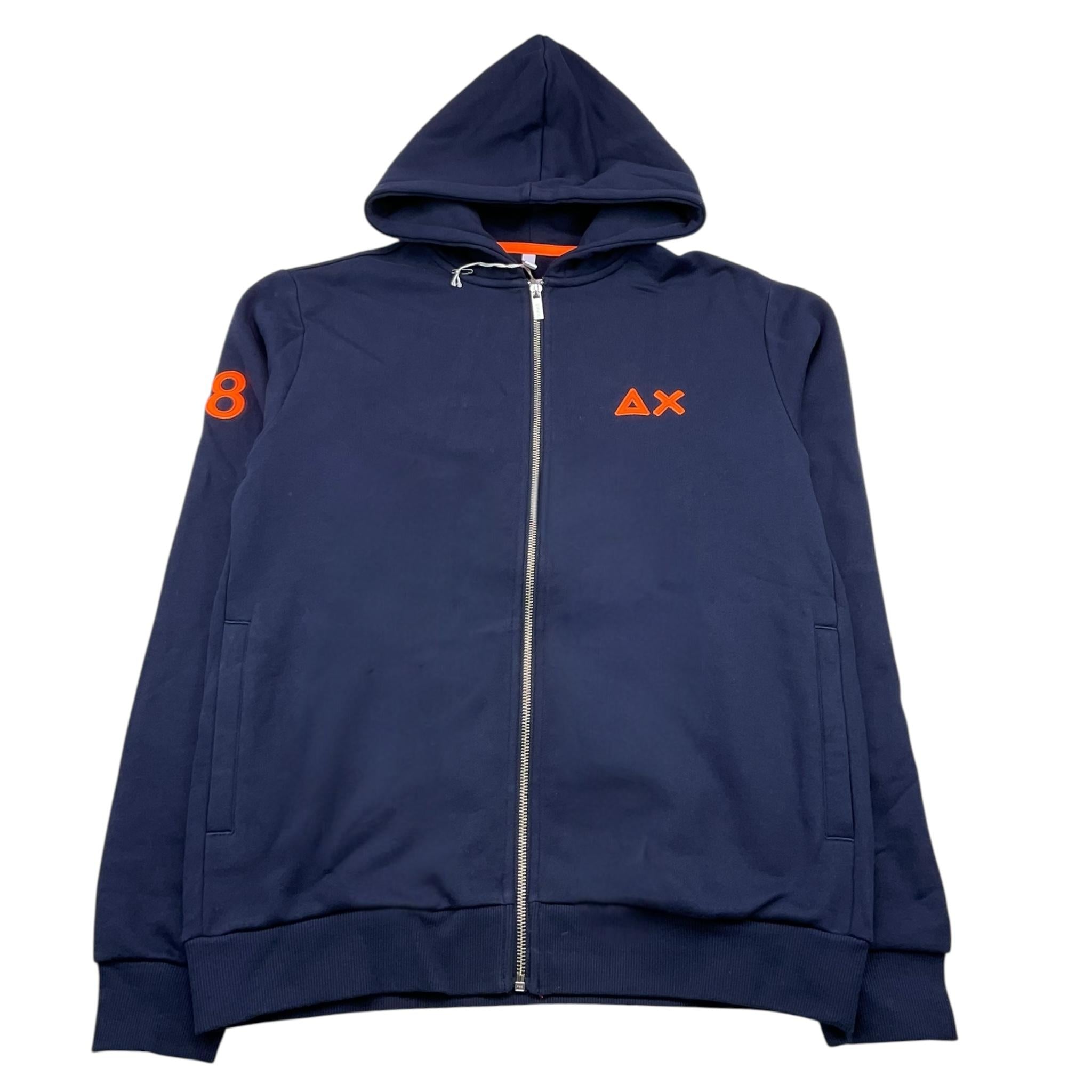 SUN68 felpa con zip e cappuccio tinta unita con logo Blu per Bambino F44331X BLU SUN68 