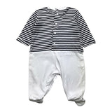 Barcellino Plain Onesie With White Striped Pattern For Newborn