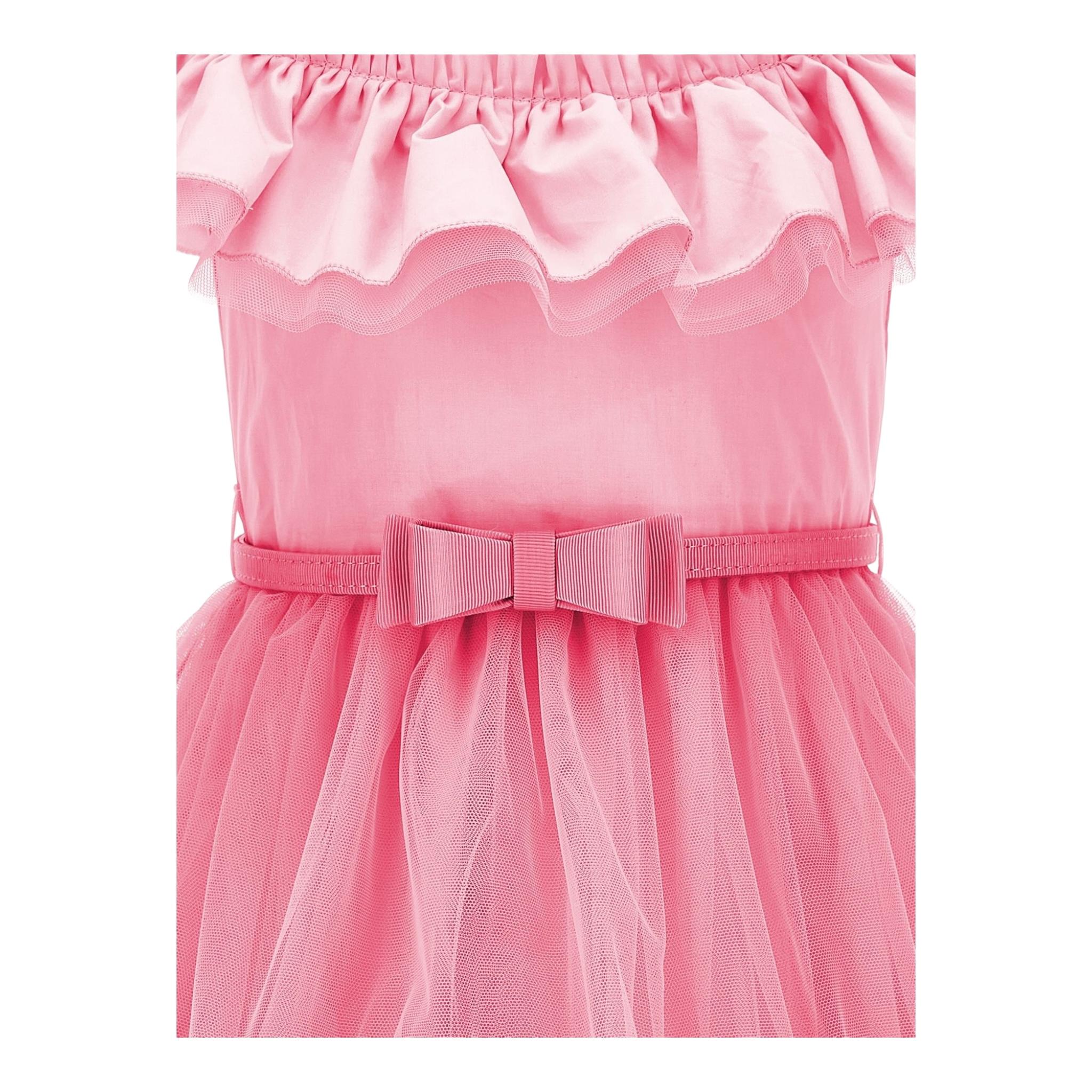Monnalisa Abito Tinta Unita con Tulle per Neonata 17C905N ROSA MONNALISA 
