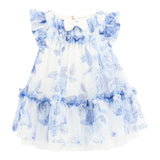 Angel'S Face White/Blue Tulle Half Sleeve Dress For Baby Girl