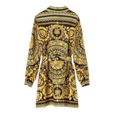 Versace Solid Color Dress With Black Shirt Pattern Print For Girls