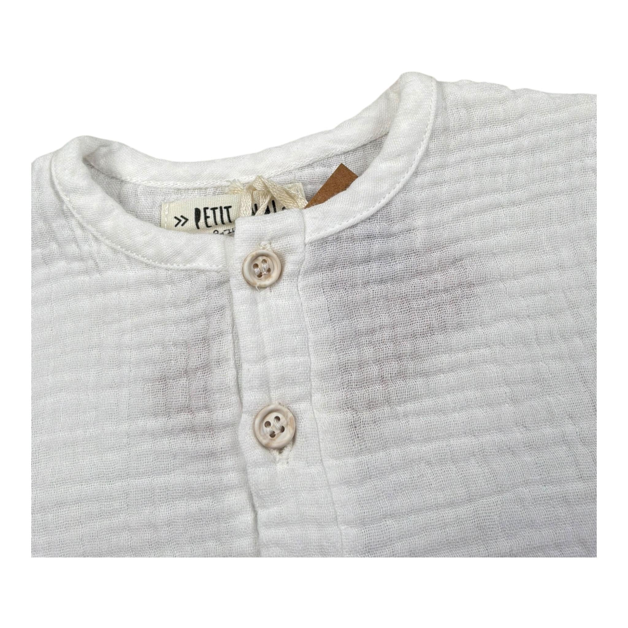 Petit Indi T-Shirt Tinta Unita con Bottoni per Neonato AA25B2814 BIANCO PETIT INDI 