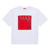 Max&amp;Co. Solid Color Crew Neck T-Shirt With Contrast Print White For Girls