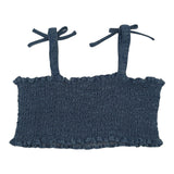 Liu Jo Solid Color Denim Top With Blue Straps For Girls