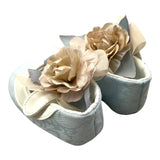 Marlu' Plain Shoes With Blue Flower Applications For Newborns