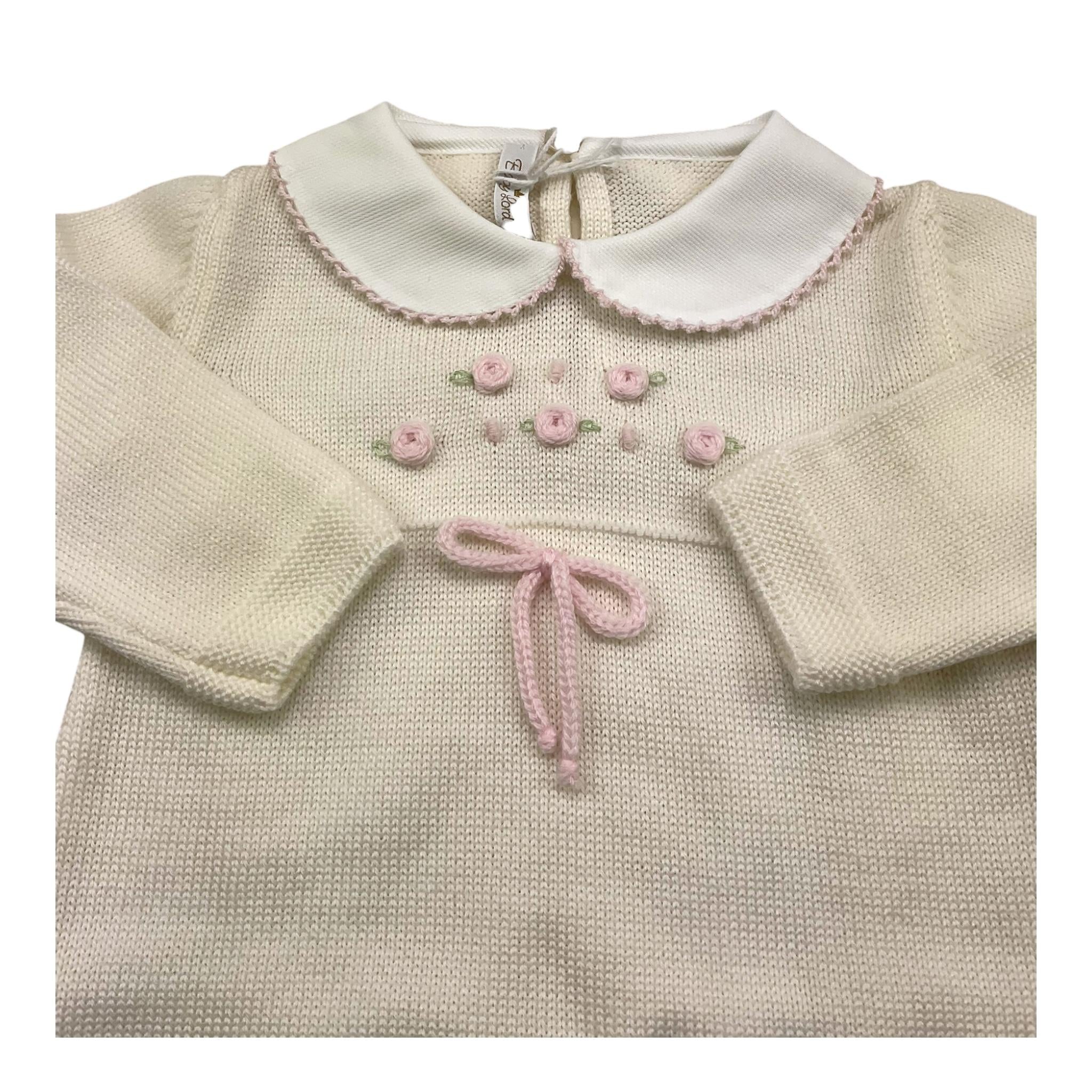 BABY LORD tutina manica lunga tinta unita cn babbucce Panna per Neonata 326 PANNA BABY LORD 