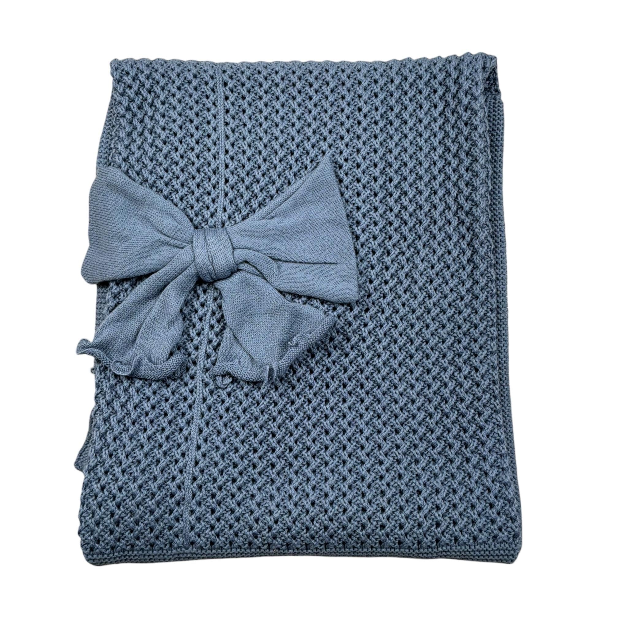 Le Coconne Coperta Tinta Unita con Fiocco per Neonata LCNNNN AZZURRO LE COCONNE 