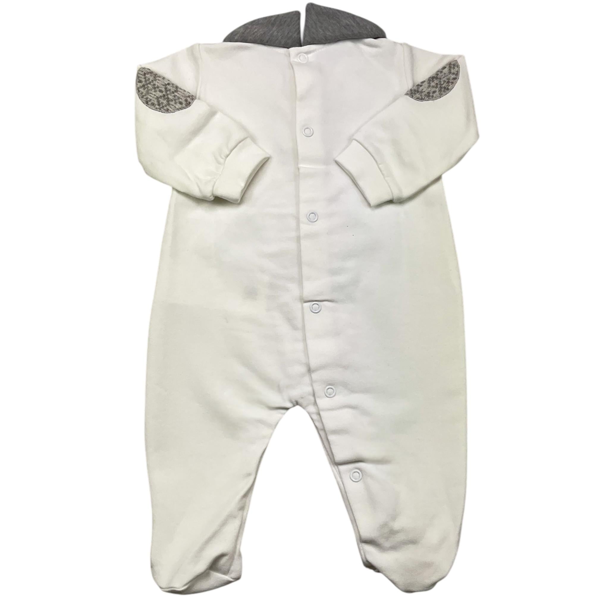 LE BEBE' tutina manica lunga tinta unita con stampa e colletto in contrasto Bianco per Neonato LBB4274 BIANCO LE BEBE' 