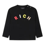 JOHN RICHMOND shirt girocollo tinta unita con stampa Nero per Neonata RIA24066TSX NERO JOHN RICHMOND 