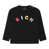 JOHN RICHMOND shirt girocollo tinta unita con stampa Nero per Neonata RIA24066TSX NERO JOHN RICHMOND 