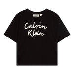 Calvin Klein T-Shirt Girocollo Tinta Unita con Logo per Bambina IG0IG02864 NERO CALVIN KLEIN 
