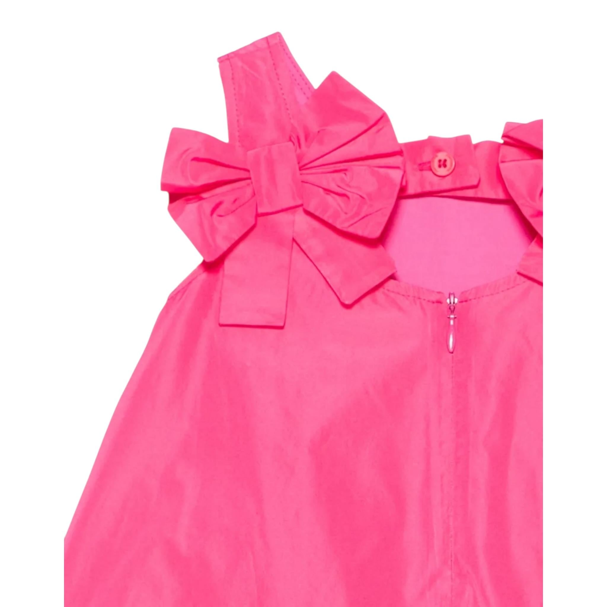 Simonetta Abito Giromanica Tinta Unita con Fiocchi per Bambina SW1A52 FUXIA SIMONETTA 