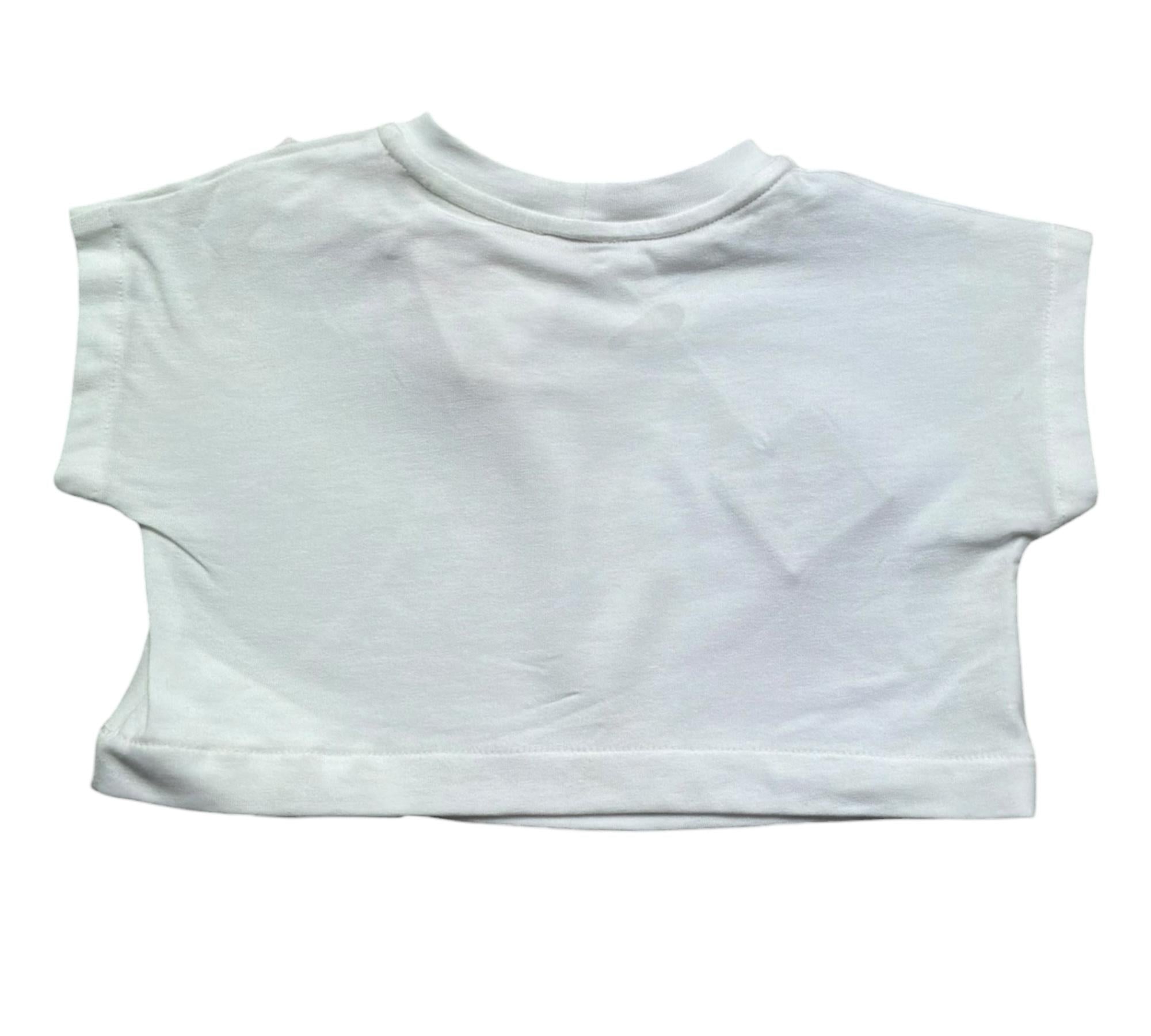 Le Bebe T-Shirt Girocollo Tinta Unita con Fiocco Modello Crop per Neonata LBG6427 BIANCO LE BEBE 