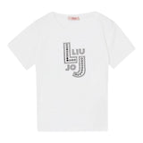 Liu Jo T-Shirt Girocollo Tinta Unita con Brillantini per Bambina GA5119XX BIANCO LIU JO 