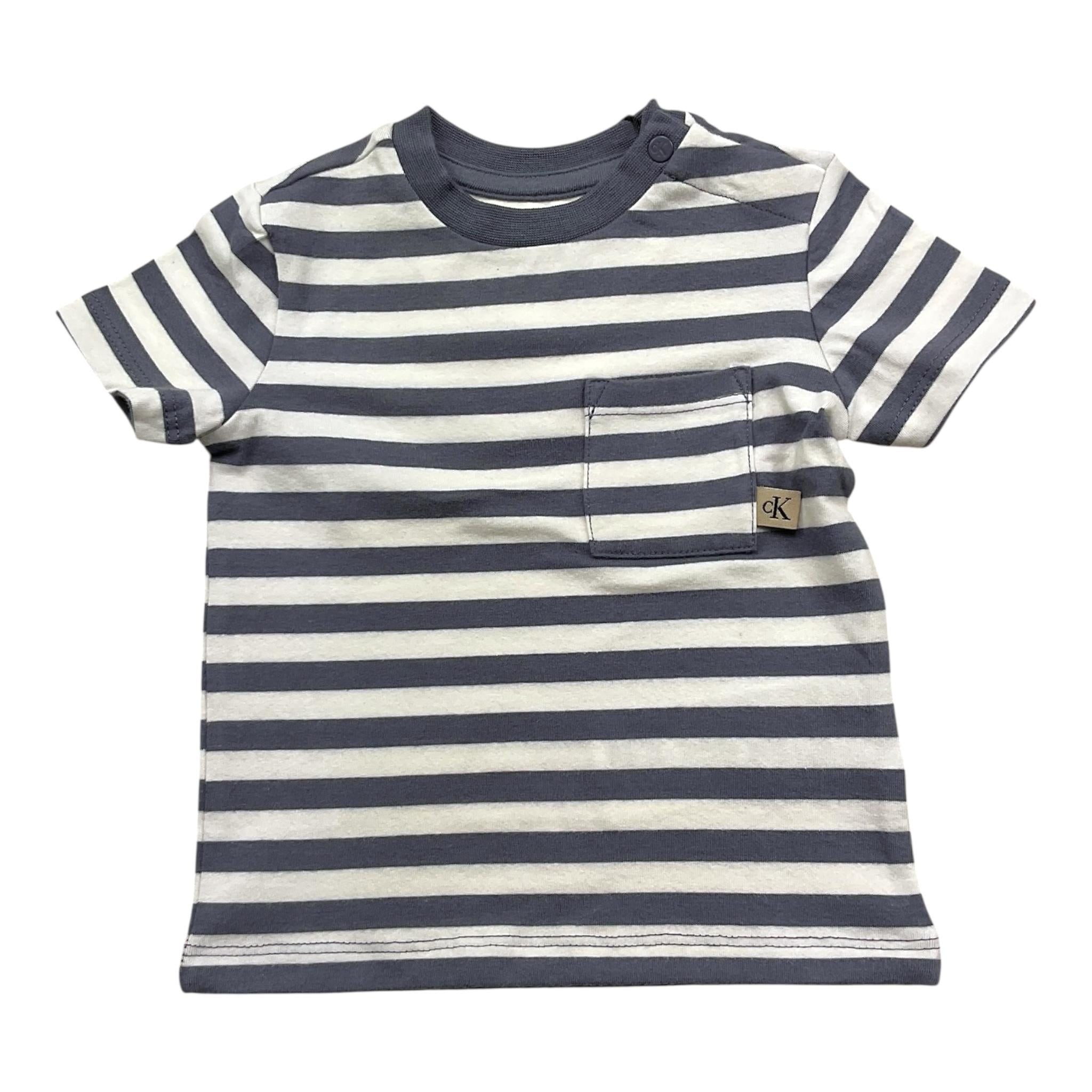 Calvin Klein T-Shirt Girocollo Tinta Unita con Fantasia A Righe per Bambino IN0IN02950J BIANCO CALVIN KLEIN 