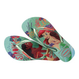 Havaianas Flip Flops Solid Color With Disney Princess Pattern Green For Girls