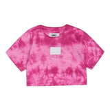 Maison Margiela Solid Color Crew Neck T-Shirt With Fuchsia Gradient Pattern For Girls