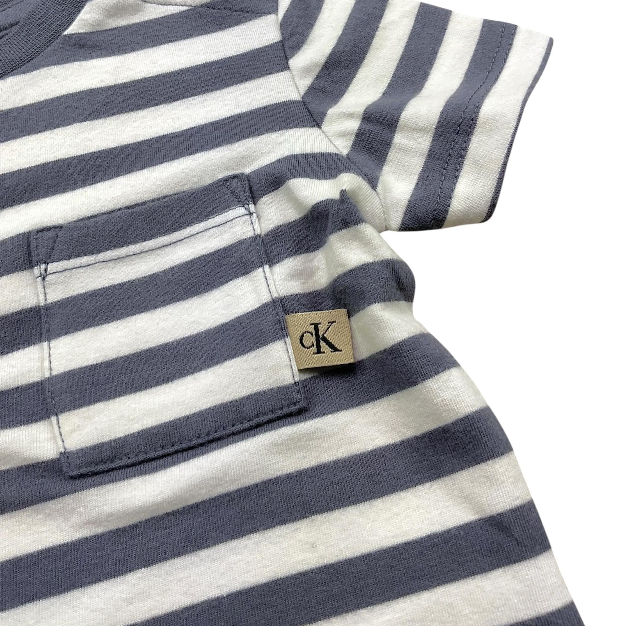 Calvin Klein T-Shirt Girocollo Tinta Unita con Fantasia A Righe per Neonato IN0IN02950 BIANCO CALVIN KLEIN 