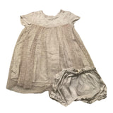 Caffe' D'Orzo Solid Color Half Sleeve Dress With Tulle And Beige Culotte For Newborn