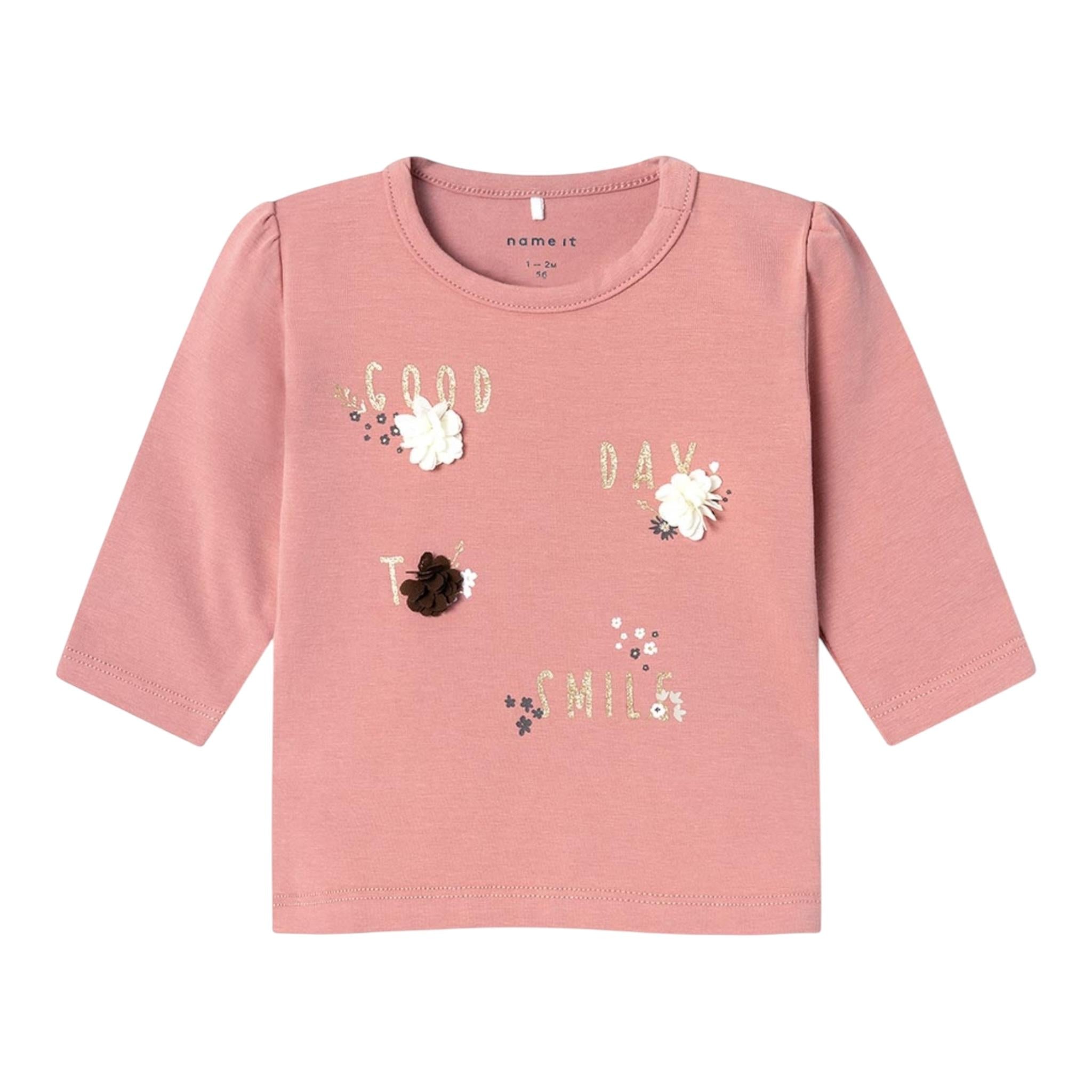 NAME IT shirt tinta unita girocollo con stampa Rosa per Neonata 13225379 ROSA NAME IT 