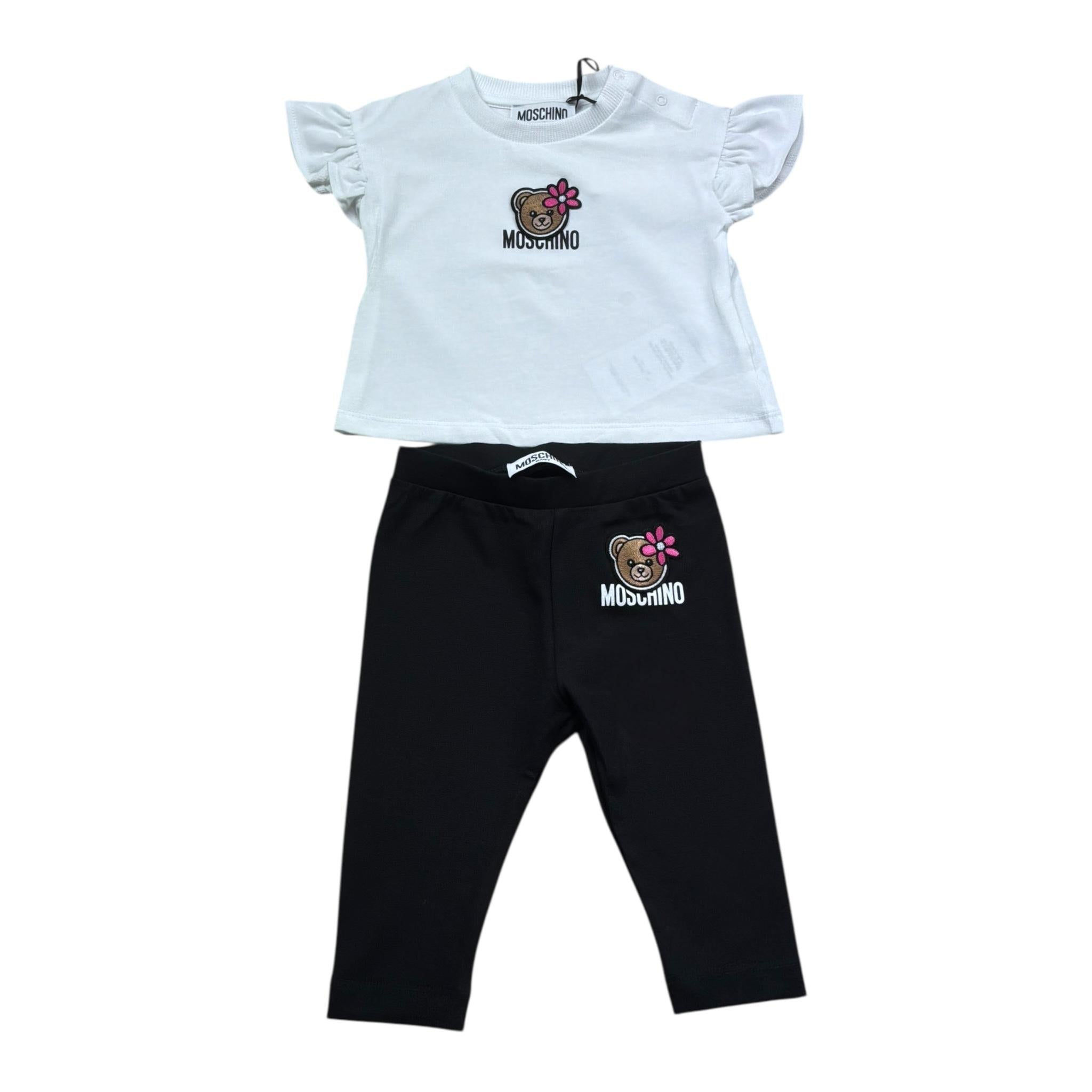 Moschino Completo 2 Pezzi T-Shirt-Leggins Bicolore per Neonata MDG01U BIANCO/NERO MOSCHINO 