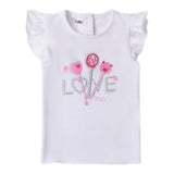 I Do T-Shirt Girocollo Tinta Unita con Stampa per Bambina 4B517 BIANCO I DO 
