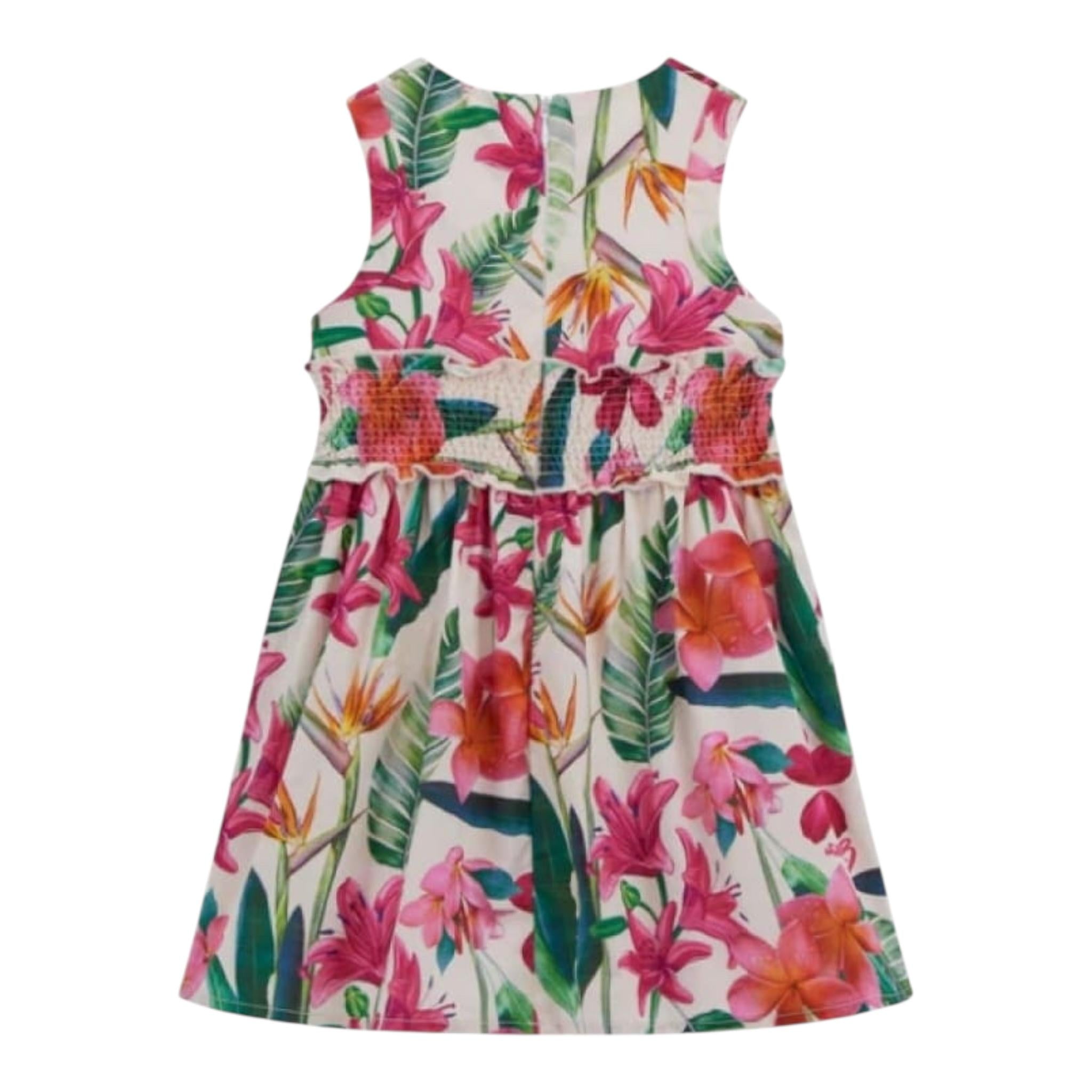 Guess Abito Giromanica Tinta Unita con Stampa Fiori per Bambina K5GK13WFBM0 BEIGE GUESS 