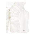 Monnalisa Camicia Giromanica Tinta Unita con Rouches per Bambina 41E302 BIANCO MONNALISA 