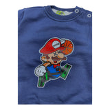 MOUSSE felpa chiusa girocollo tinta unita con stampa mario Blu per Neonato HKNFG368N BLU MOUSSE 