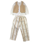 Barcellino Complete 3-Piece Shirt-Pants-Beige Vest For Newborn