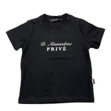 Daniele Alessandrini Solid Color Crew Neck T-Shirt With Black Logo Print for Newborns