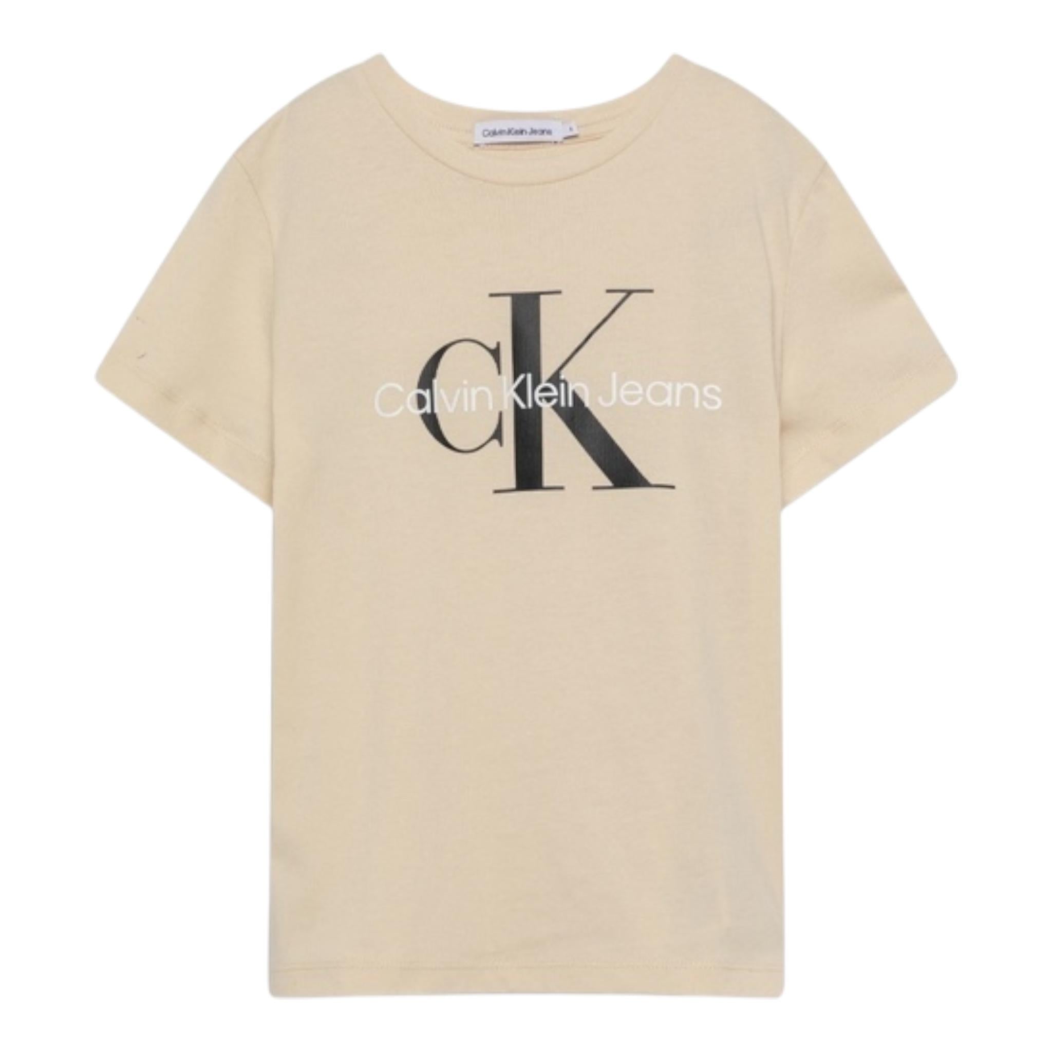 Calvin Klein T-Shirt Tinta Unita con Logo per Neonato IN0IN00001 BEIGE CALVIN KLEIN 