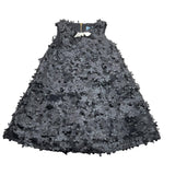Mimisol Black Solid Color Appliqued Sleeveless Dress For Girls